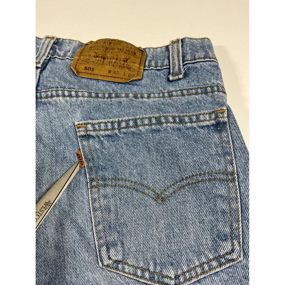 Vintage 90s Levis 505 Orange Tab Denim Shorts Light Wash Mens 32 USA